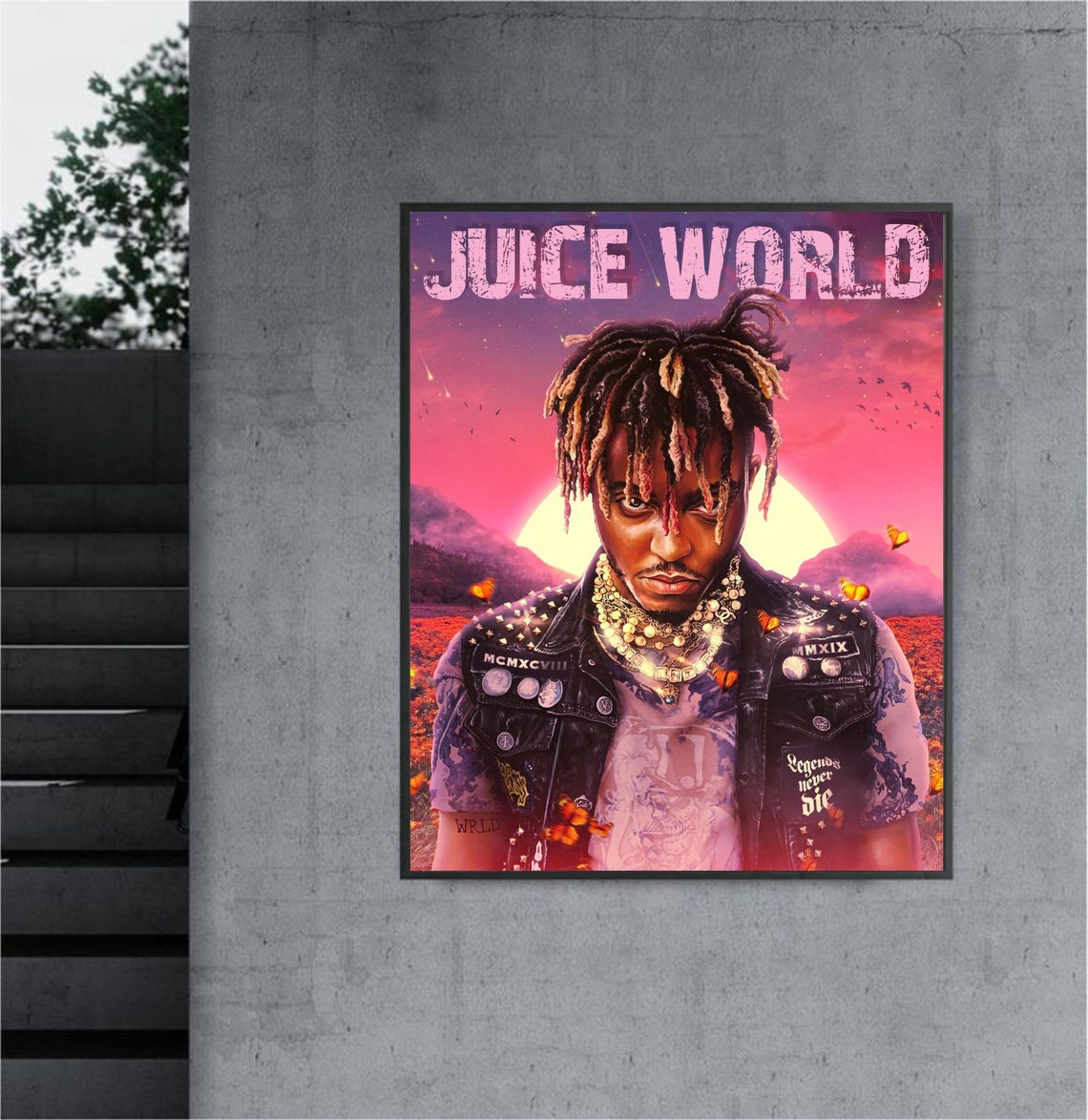 Juice Wrld Wall Art Legends Never Die Poster Rap Art Etsy
