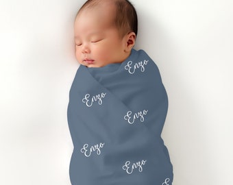 Calligraphy Font | Personalized Baby Swaddle Blanket | Baby Shower Gift | Receiving Blanket For Newborns | Baby Boy Swaddle | Nursing Cover