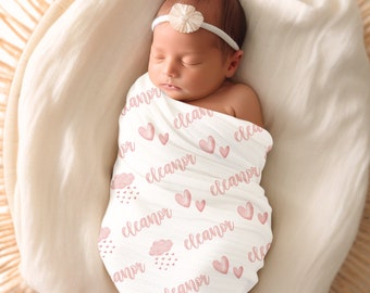 Swaddle Blanket Cloud | Personalize Baby Girl Gift | Baby Shower Gift | Receiving Blanket For Newborns | Baby Girl Swaddle | Nursing Cover