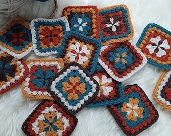 Crochet Pattern ~ Spiced Biscuit Square ~ Crochet Granny Square Pattern ~ UK and US Crochet Terms ~ Instant PDF Download