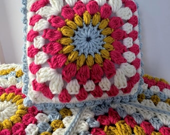 Crochet Cushion Pattern: Spring Flora Design (PDF Download)
