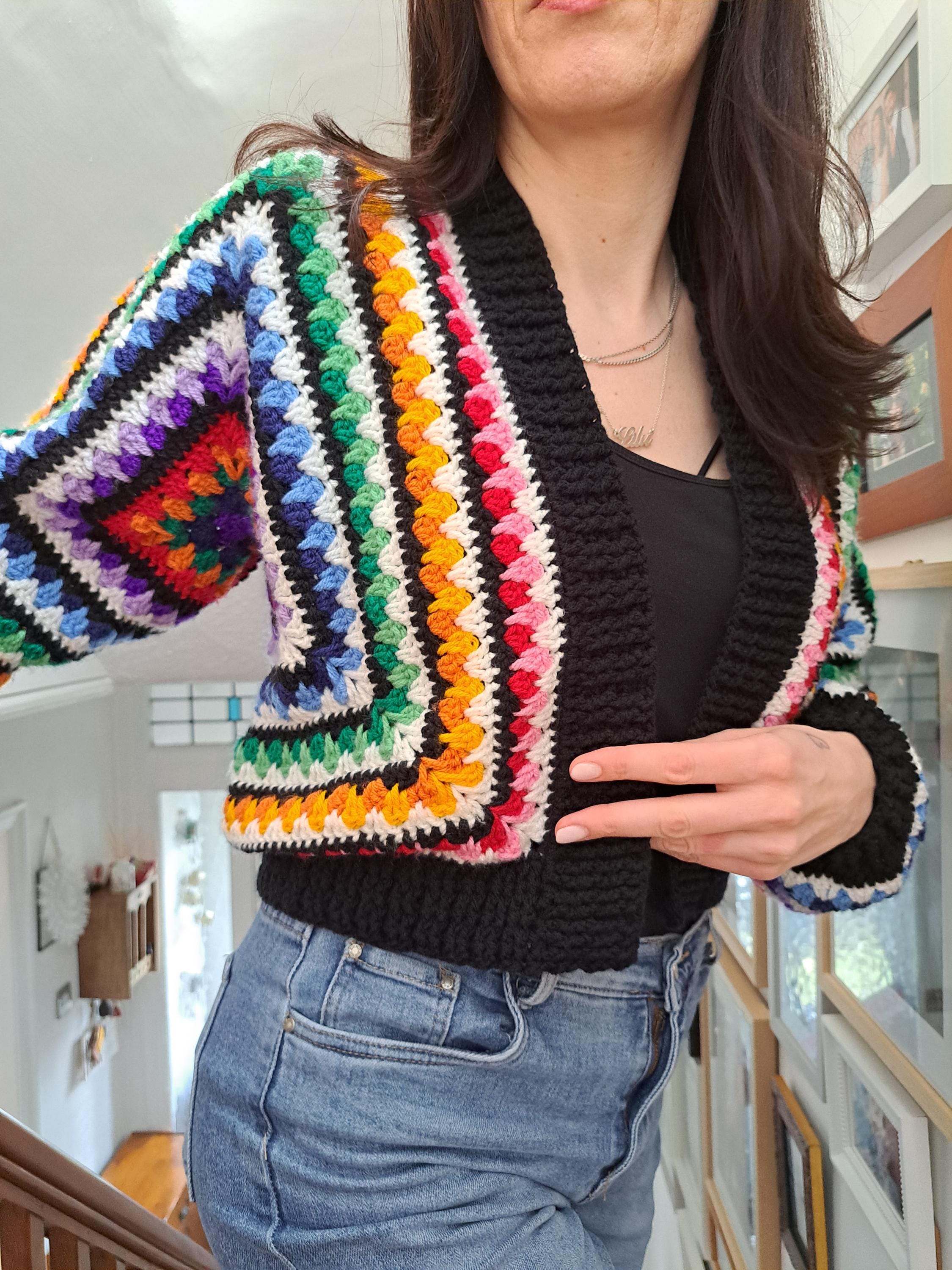 Crochet Pattern ~ Vida Cardigan ~ Crochet Cardigan Pattern ~ UK and US Crochet Terms ~ Rainbow Crochet Cardigan ~ Instant PDF Download