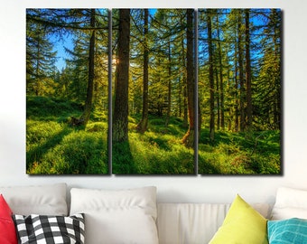 Forest canvas wall art Trees canvas print Landscape poster Nature wall art Large forest wall art  Pine forest print art