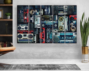 Vintage boombox canvas wall art Music wall art Radio boombox canvas