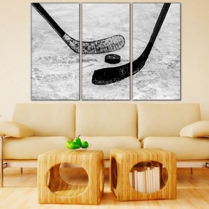 Hockey canvas wall art Ice rink canvas print Hockey sticks wall art Winter sport canvas