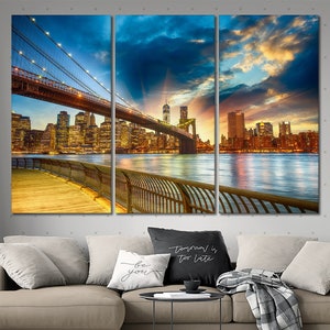 Brooklyn Bridge canvas wall art New York wall art Cityscape wall decor New York canvas Bridge wall art Brooklyn Bridge wall art