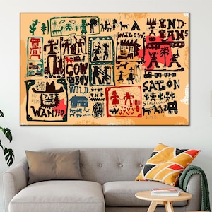 Wild west wall art Country home decor Abstract canvas print Saloon wall art