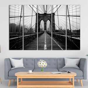 Brooklyn Bridge canvas wall art Black white print  New York wall art Manhattan canvas New York canvas print Bridge wall art