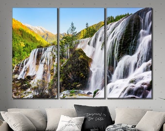 Toile cascade art mural Pearl Shoal art mural nature toile paysage toile d'art forêt cascade grande impression nature