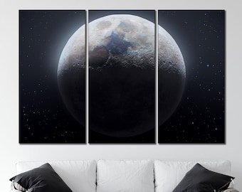 Moon canvas wall art Full moon print Astronomy wall art Moon art on canvas Space wall art Moon canvas