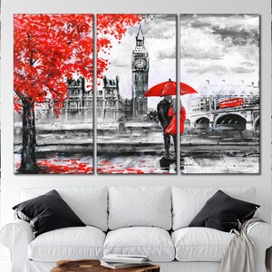 Autumn in London canvas wall art (reproduction) Big Ben canvas art Black and red wall art London canvas art Abstract canvas wall art