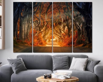 Forest road wall canvas art Forest wall art Large wall art Landscape canvas Nature print Road canvas Large trees canvas print