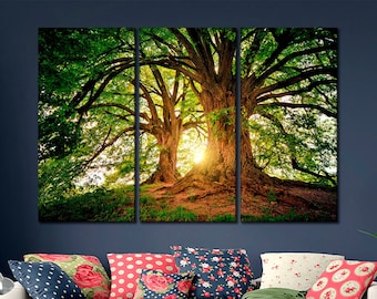 Old tree wall art Forest canvas wall art Big oak trees canvas Large tree wall art Сanvas wall art tree Art nature print Tree Branch wall art