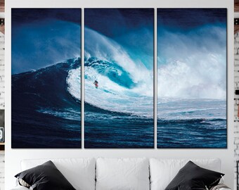 Surfing wall art Large wave canvas Surf wall canvas Water sport canvas art