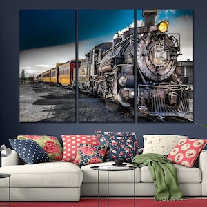 Train wall art Steam old train canvas Locomotive wall art Train canvas wall art Transport print Steam locomotive wall canvas
