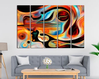 Inner Melody Vivid Abstraction Artwork on Canvas Print Human