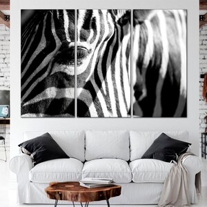 Zebra canvas wall art Black and white print on canvas Africa animal wall art Wildlife canvas Animal canvas art Zebra print art