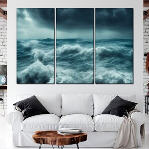 Storm canvas wall art Ocean wall art Sea wave canvas art Wave canvas print Large sea wall canvas
