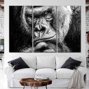 Wise Gorilla canvas wall art Gorilla canvas print African animal canvas Monkey wall art