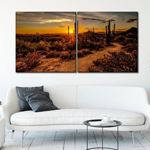 Arizona desert Sunrise canvas wall art Cactus print Farmhouse wall decor Nature wall art Wilderness Southwestern wall art Cactus canvas