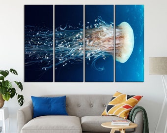 Jellyfish wall art Pacific ocean canvas wall art Underwater life canvas art wall art Jellyfish canvas