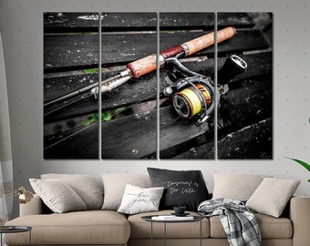 Fishing Rods Canvas Wall Art Sport Canvas Motivational Wall Art