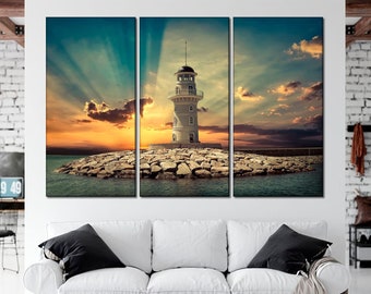 Lighthouse Canvas Print Art Multi Panel Print Decor Ocean Home Decoration Sea Scenery