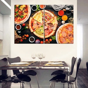 Pizza canvas wall art Kitchen wall art Large dine room wall art Dining room printable art Pizza wine canvas wall art