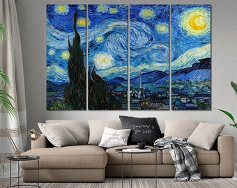 The Starry Night  - Vincent Van Gogh canvas wall art Vincent Van Gogh canvas art Starry Night canvas print - Reproduction