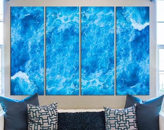 Abstract ocean canvas Ocean wall art Abstract canvas wall art  Aerial sea art Blue wall art Ocean waves canvas art Blue canvas wall art