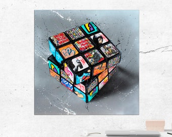 Graffiti wall art Collage cube canvas print Urban art Street art canvas