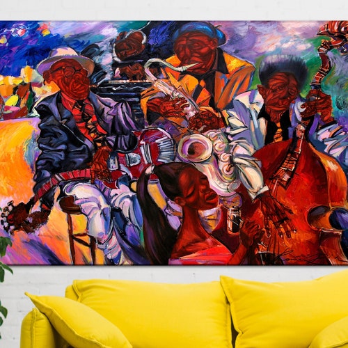 Jazz Band Wall Art Jazz Canvas Music Room Decor Abstract Etsy