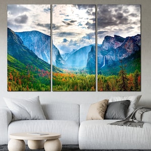 Yosemite canvas wall art Colorful Yosemite canvas art Mountains print artwork El Capitan wall decor Mountain wall art Yosemite wall panel