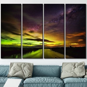 Northern lights wall art Night sky canvas print Aurora borealis art print Northern lights canvas