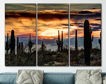 Sonoran desert canvas wall art Desert wall art Landscape art Sunset Arizona canvas wall art Arizona wall decor Arizona desert wall art