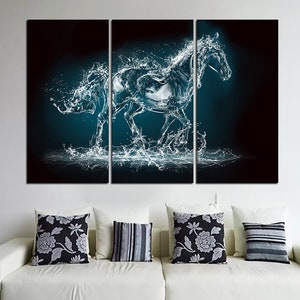 Water horse wall art Abstract canvas wall art Horse print art Original painting horse