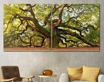 Majestic oak canvas Angel Oak canvas wall art Big old tree print Multi panel oak tree art Majestic oak canvas art