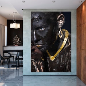 Black women wall art Black girl  canvas art Fashion canvas wall art Modern wall art