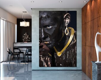 Black women wall art Black girl  canvas art Fashion canvas wall art Modern wall art