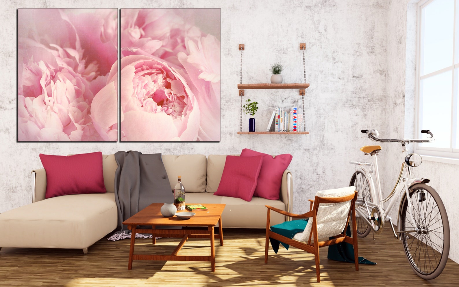 Peony Canvas Wall Art Pink Wall Decor Peony Wall Art Abstract Etsy