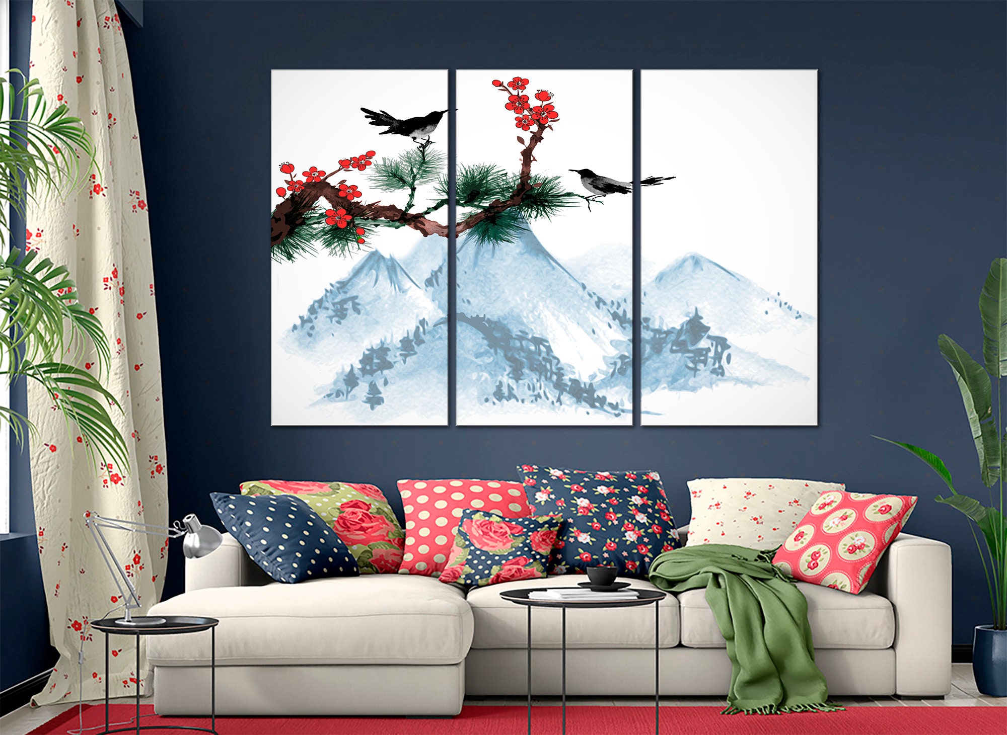 Japanese Canvas Wall Art Birds Wall Canvas Japan Print Art Etsy
