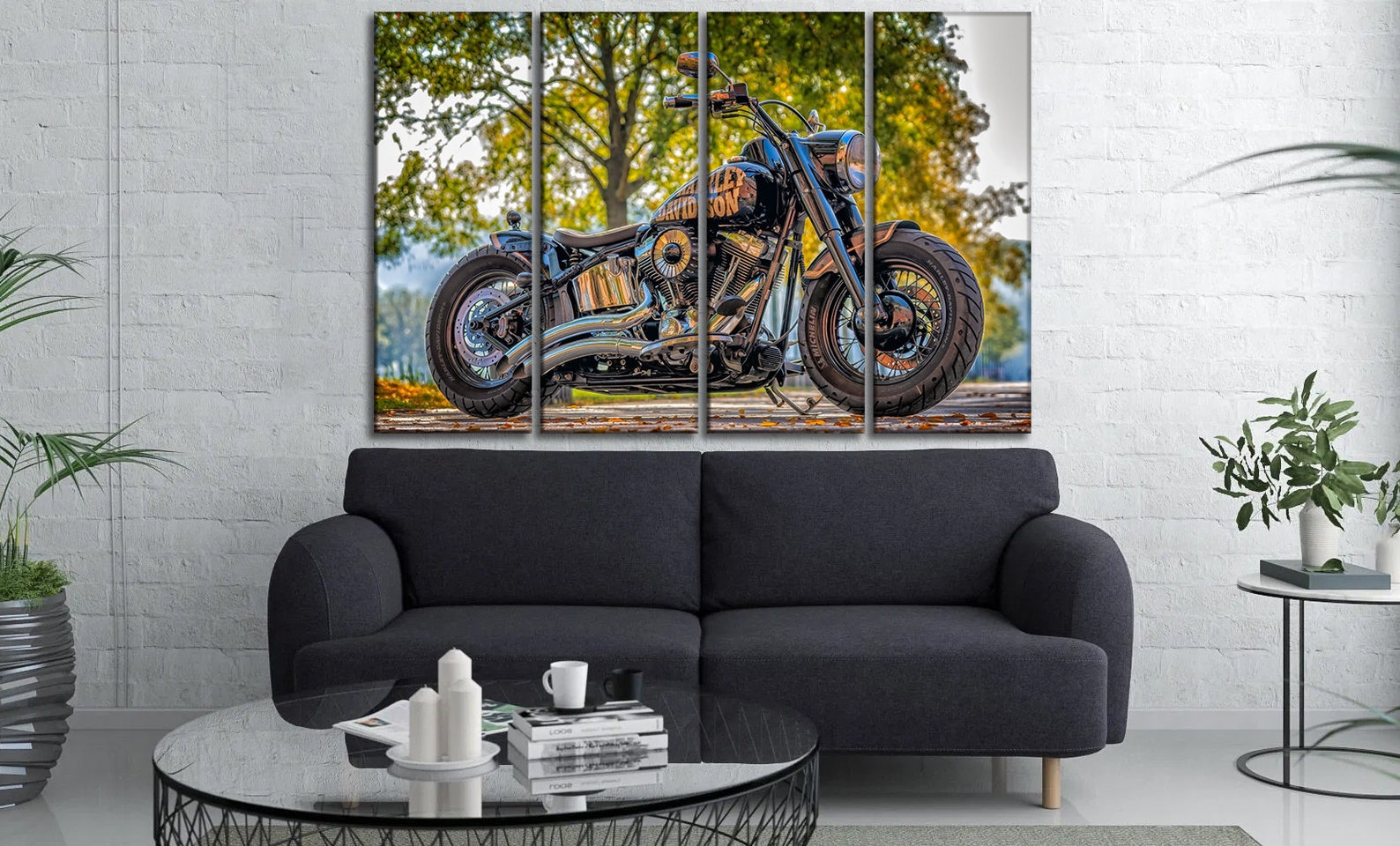 Harley Davidson canvas wall art Motorcycle wall decor Harley Etsy
