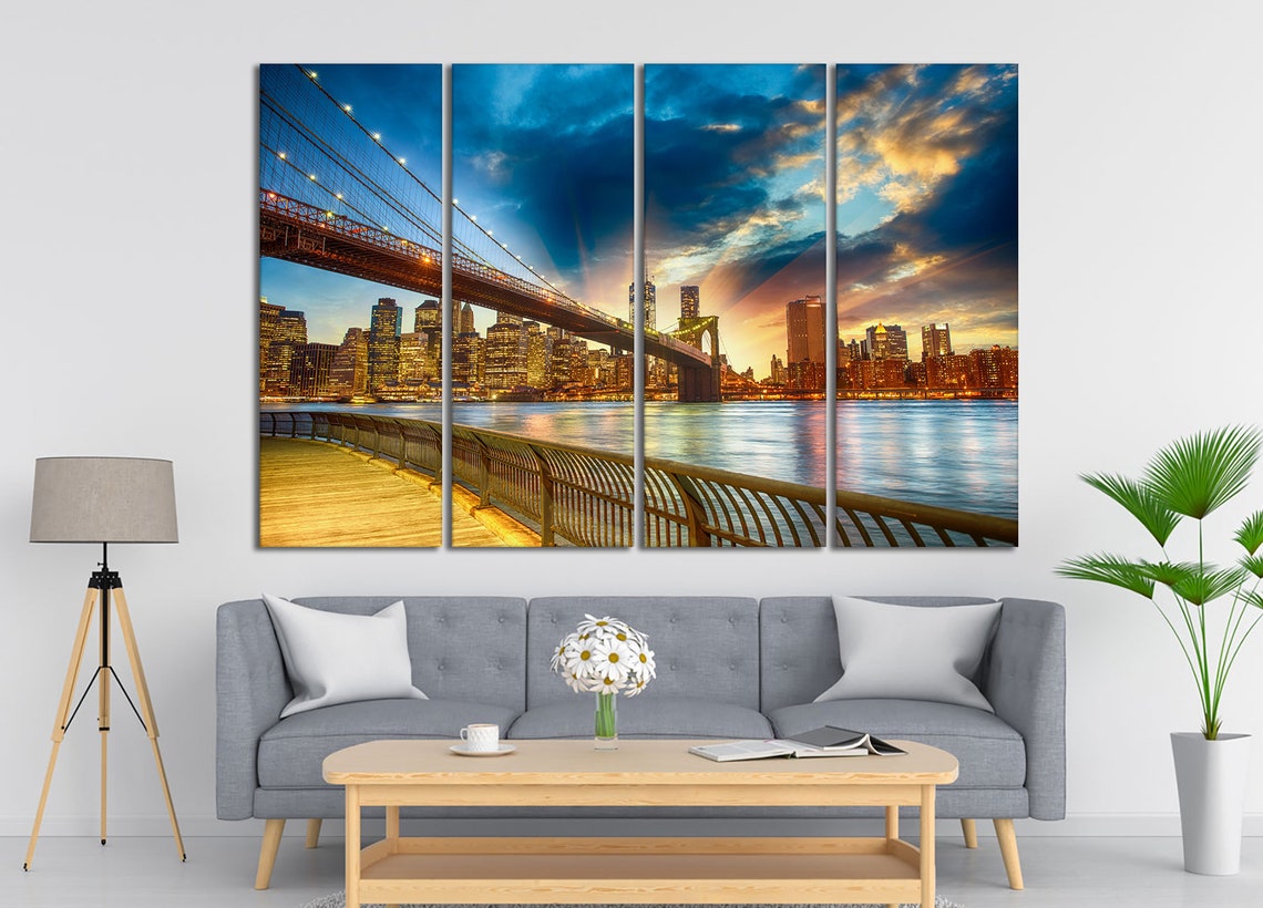 Brooklyn Bridge Canvas Wall Art New York Wall Art Cityscape | Etsy