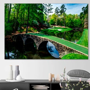 Golf club canvas wall art Golfing course print art Amen Corner golf gifts Golf club decor Big canvas art Masters Golf ready to hang