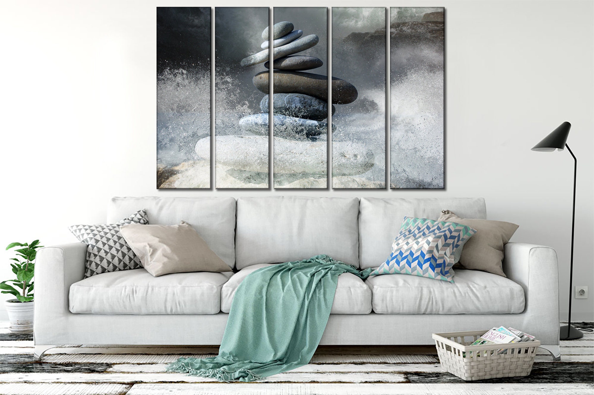 Zen stones wall art Zen canvas wall art Zen and storm canvas Etsy