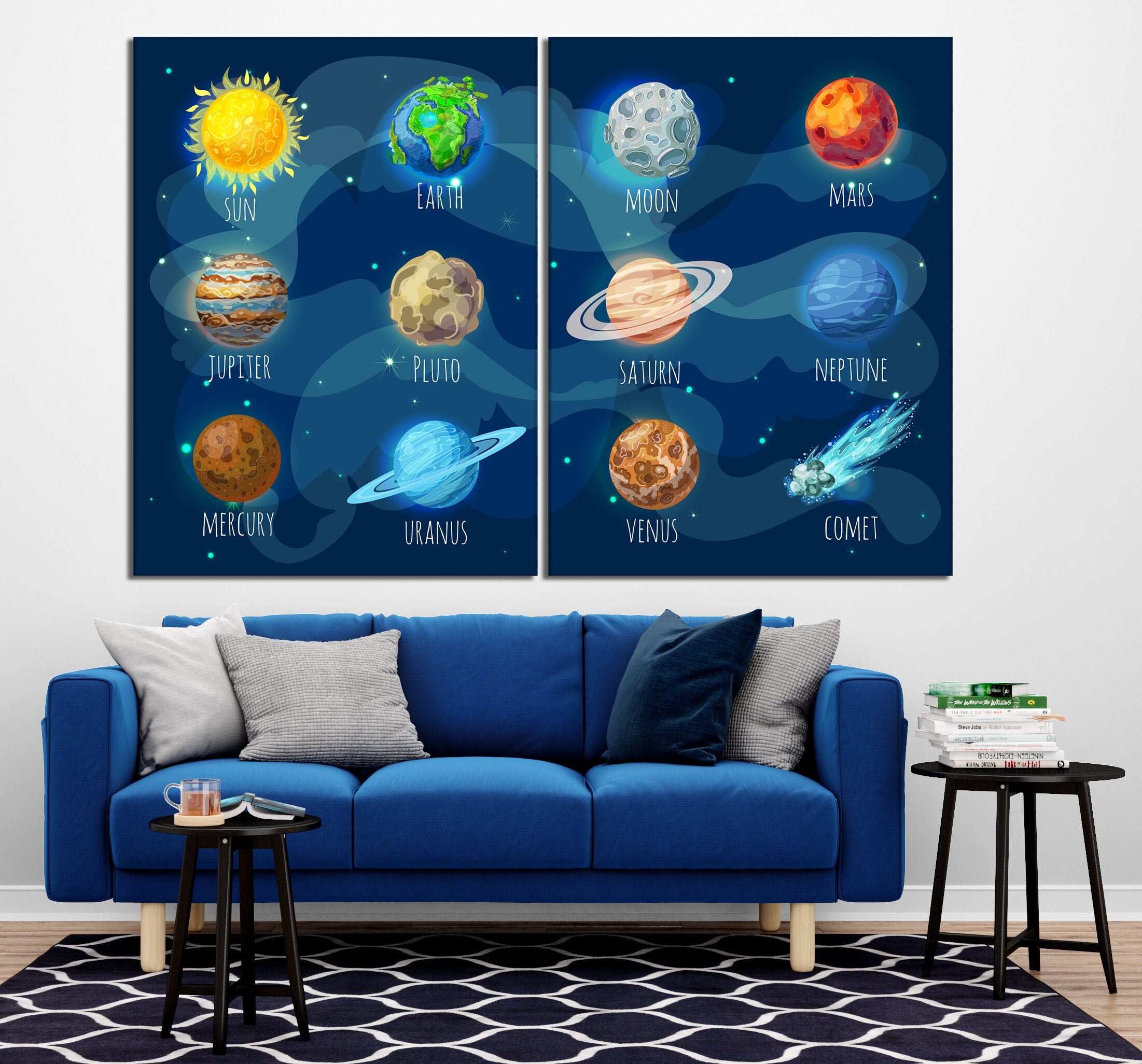 Solar system wall art canvas print Outer space wall Etsy