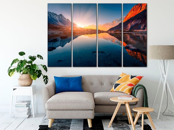 Mountain Sunrise Landscape Wall Art Lake Canvas Canvas Print | Etsy