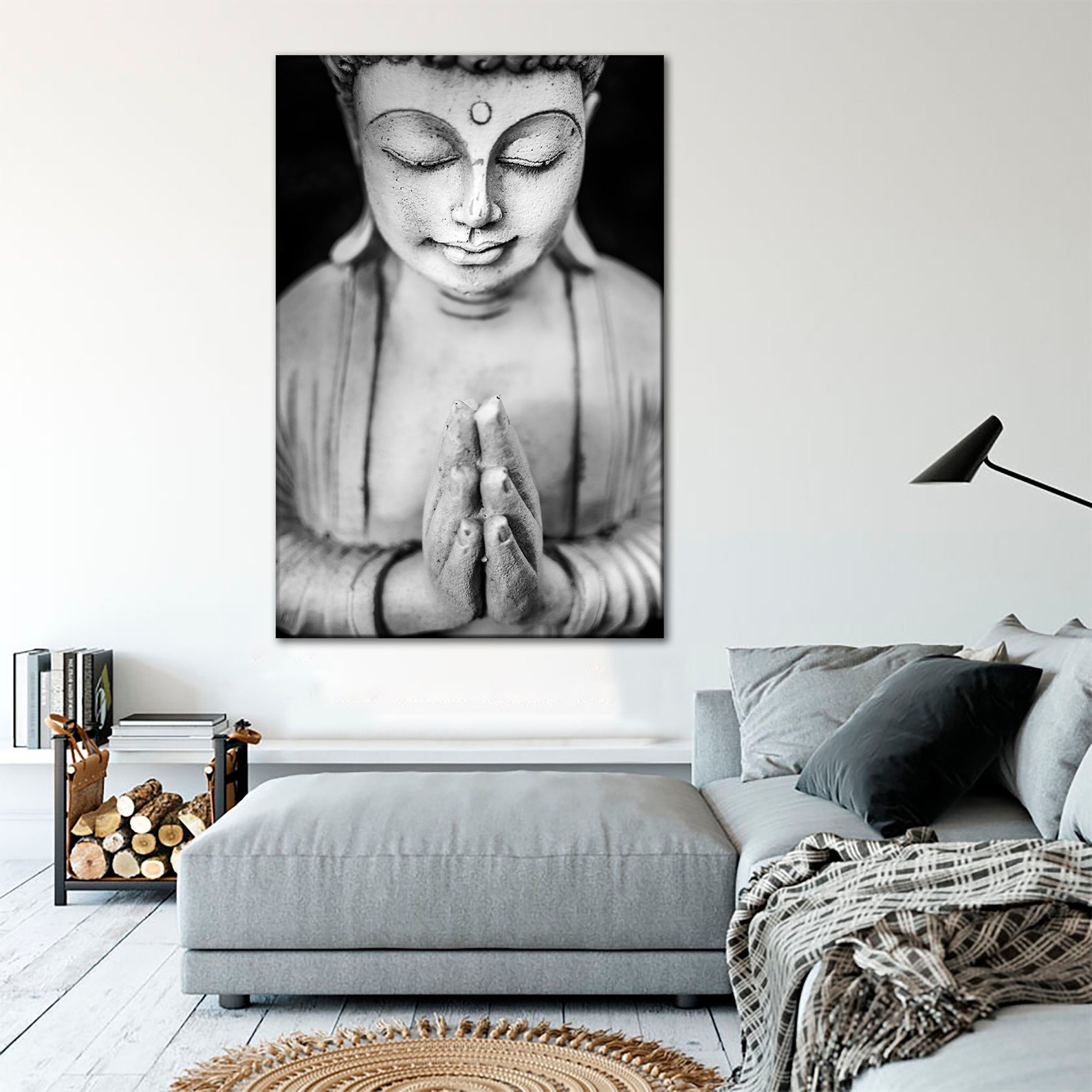 Buddha Canvas Wall Art Buddhism Wall Art Black and White Canvas Print ...