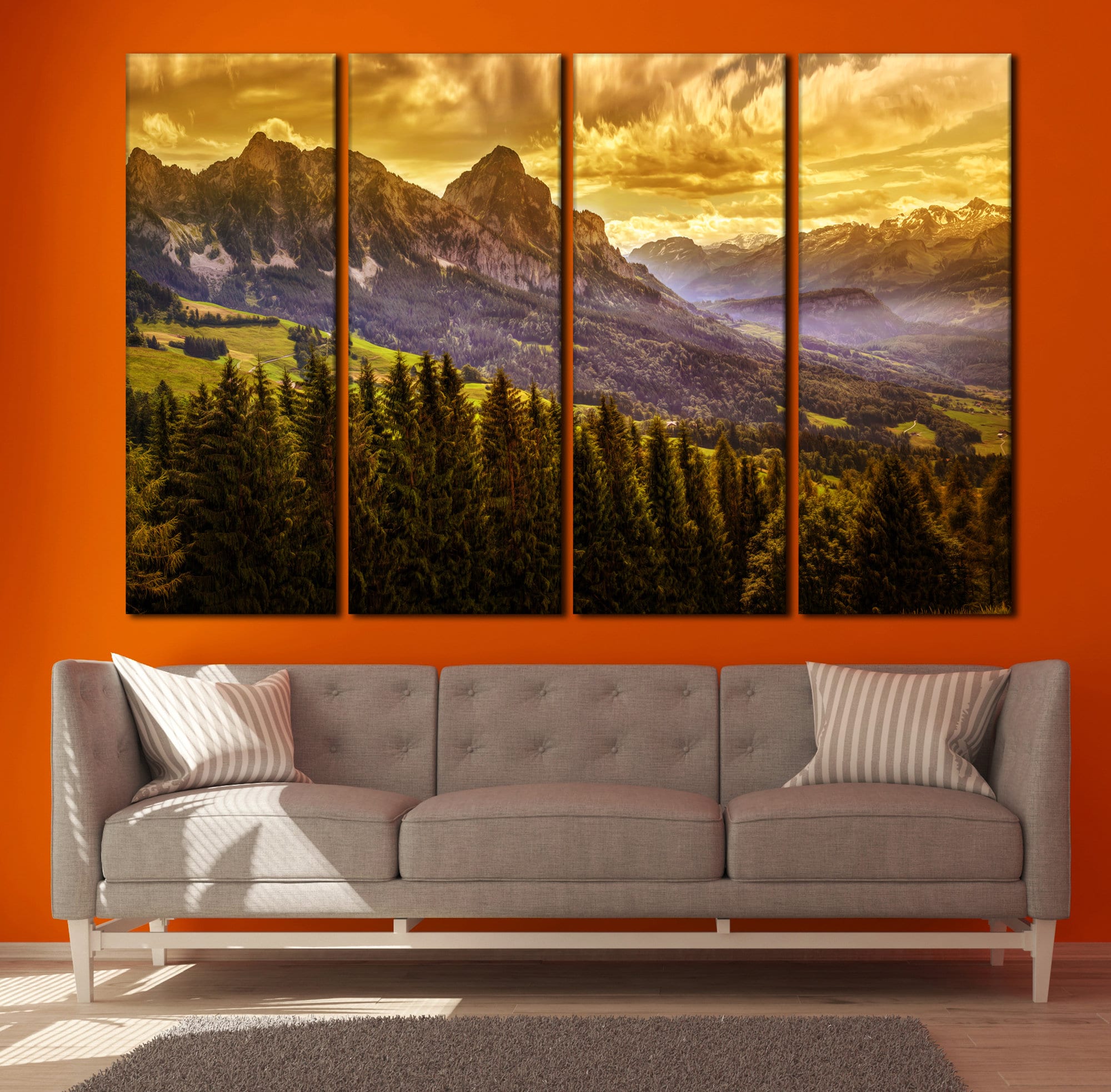 Mountains Canvas Print Forest Canvas Wall Art Nature Wall Art Mountain ...