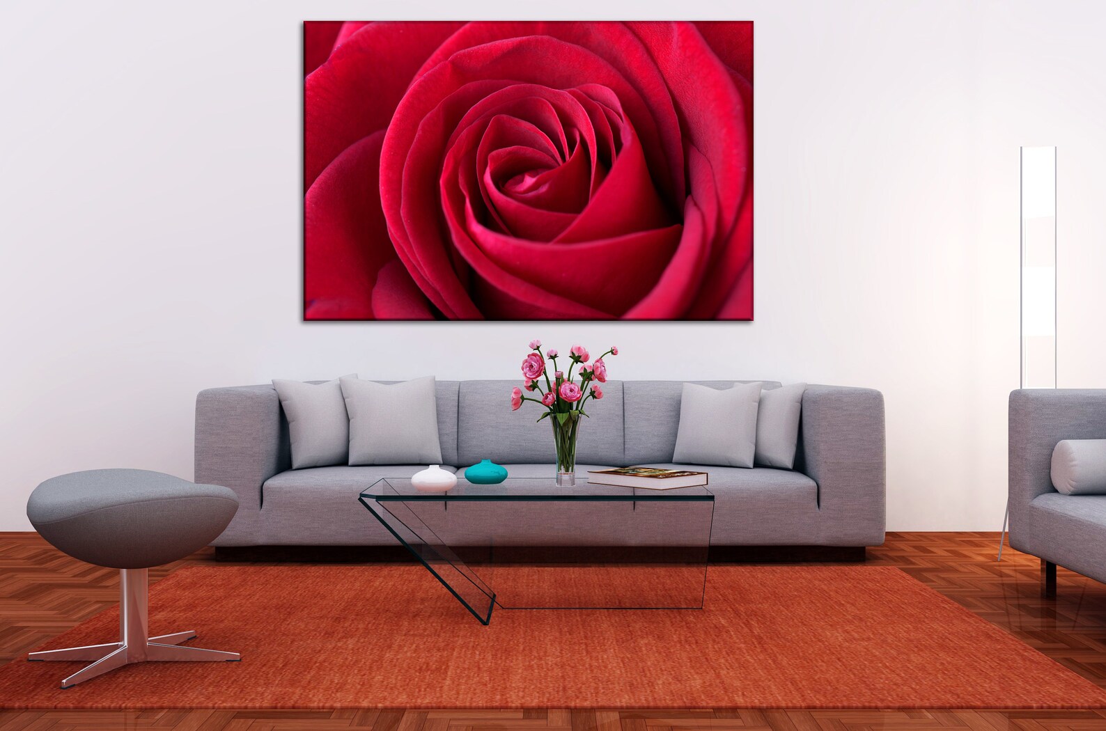 Red Rose Wall Art Red Wall Decor Rose Canvas Wall Art Flower Etsy